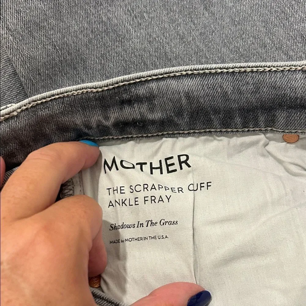 MOTHER Gray Scrapper Cuff Ankle Fray Jeans, Size 30
